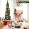 Costway 7ft Pre-lit PVC Artificial & Pine Needles Half Christmas Tree w/ 450 Branch Tips & 150 Lights